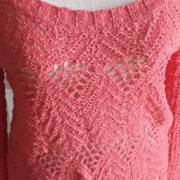NWT, LUCKY BRAND, Coral Open Weave Knit Sweater Size Large - Picture 5 of 8